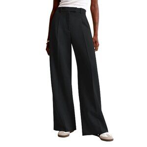 High Waisted Wide Leg Work Pants Polyester Spandex Business Casual